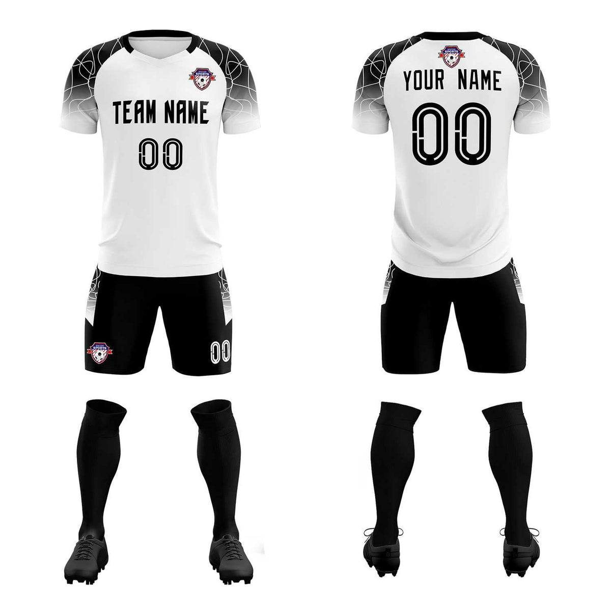 Custom White Classic Soccer Training Sets Jersey For Adults/Kids
