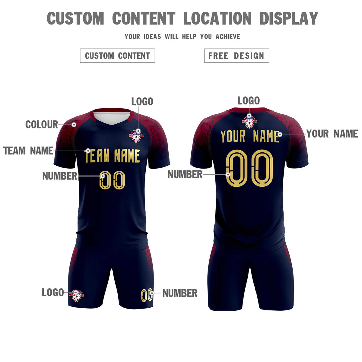Custom Navy Classic Soccer Training Sets Jersey For Adults/Kids