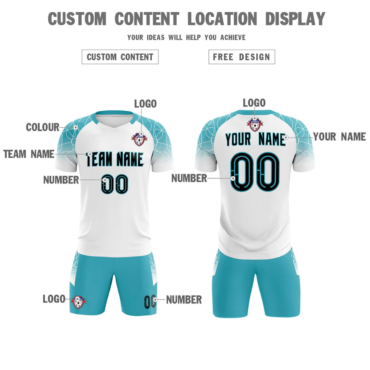 Custom White Classic Soccer Training Sets Jersey For Adults/Kids