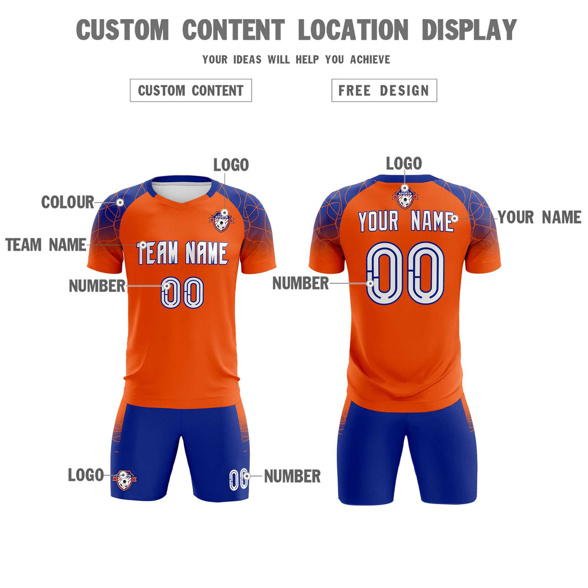 Custom Orange Classic Soccer Training Kit Jersey For Adults/Kids