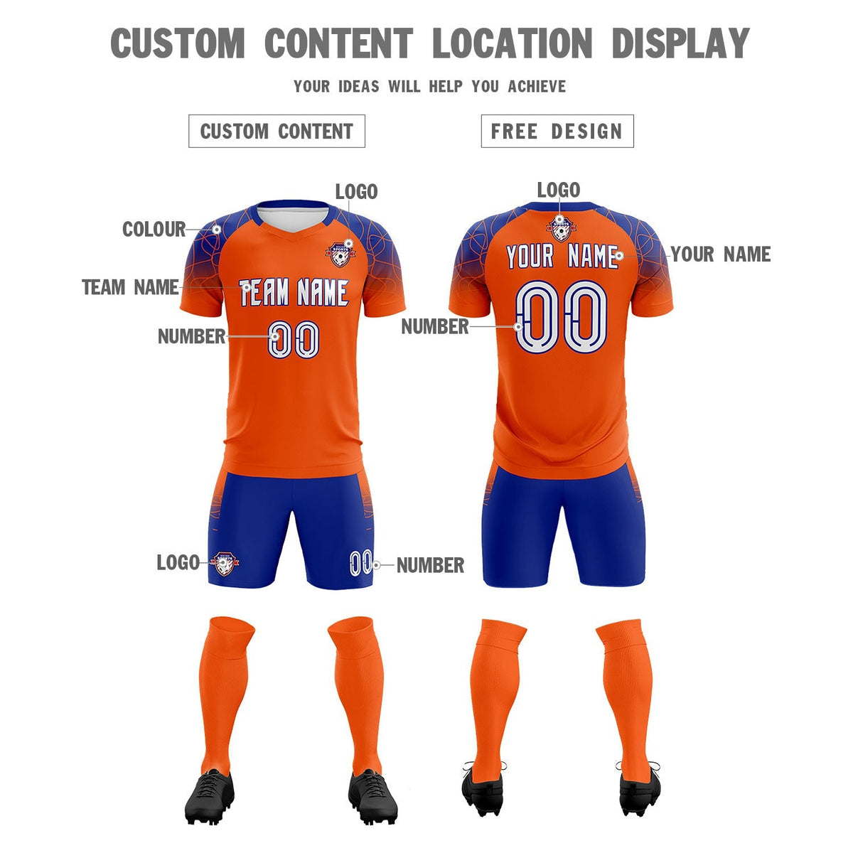Custom Orange Classic Soccer Training Kit Jersey For Adults/Kids