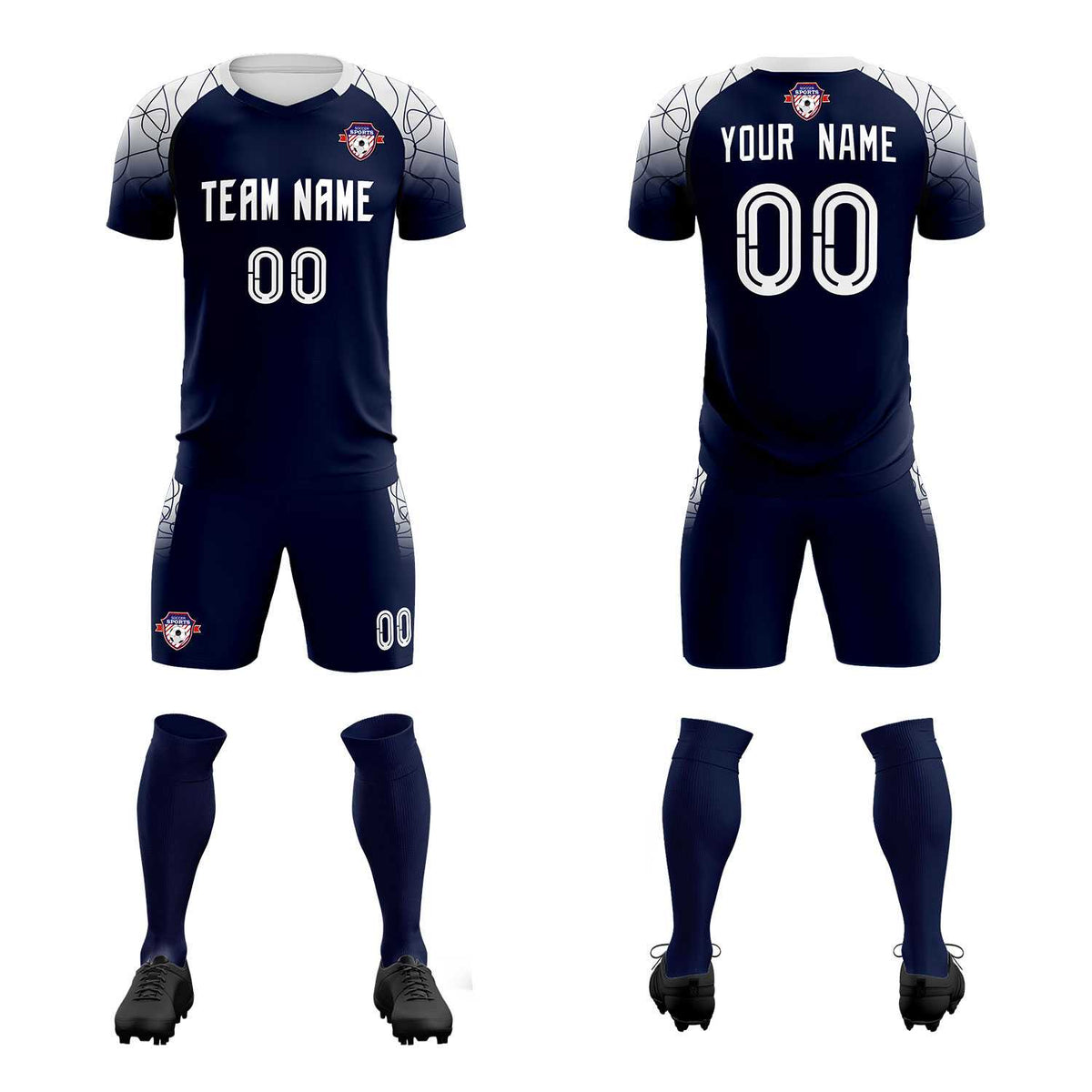 Custom Navy Classic Soccer Training Kit Jersey For Adults/Kids