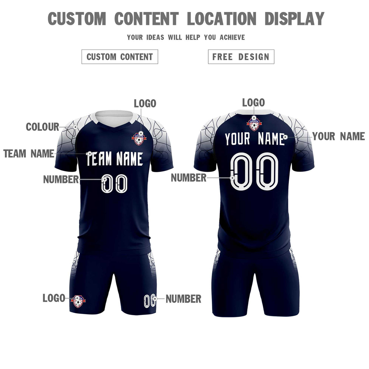 Custom Navy Classic Soccer Training Kit Jersey For Adults/Kids