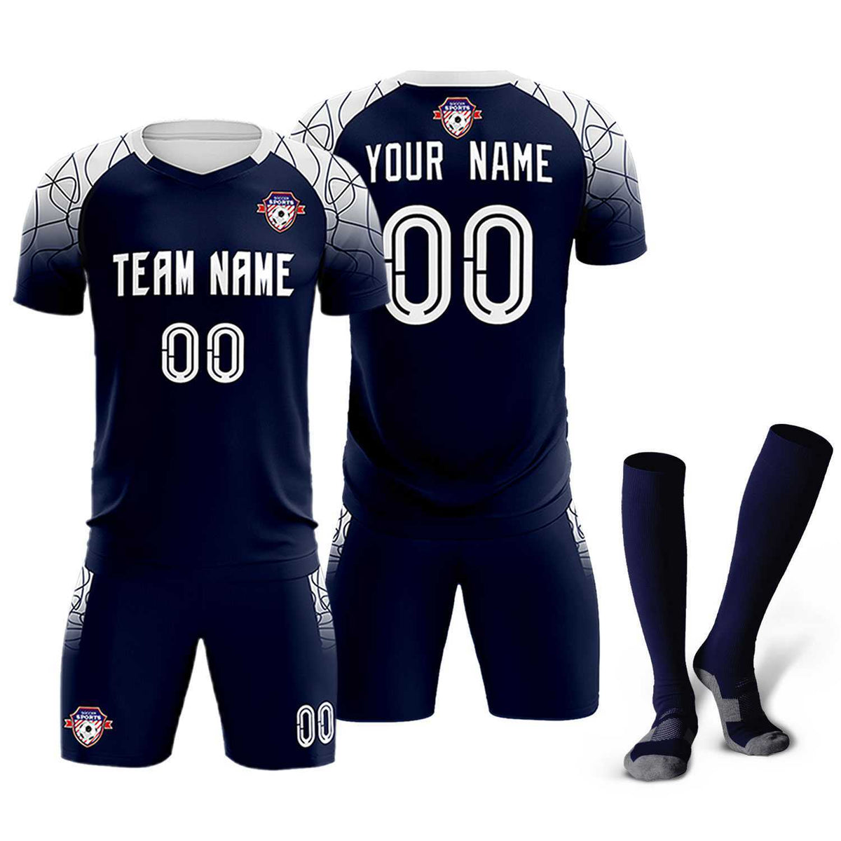 Custom Navy Classic Soccer Training Kit Jersey For Adults/Kids
