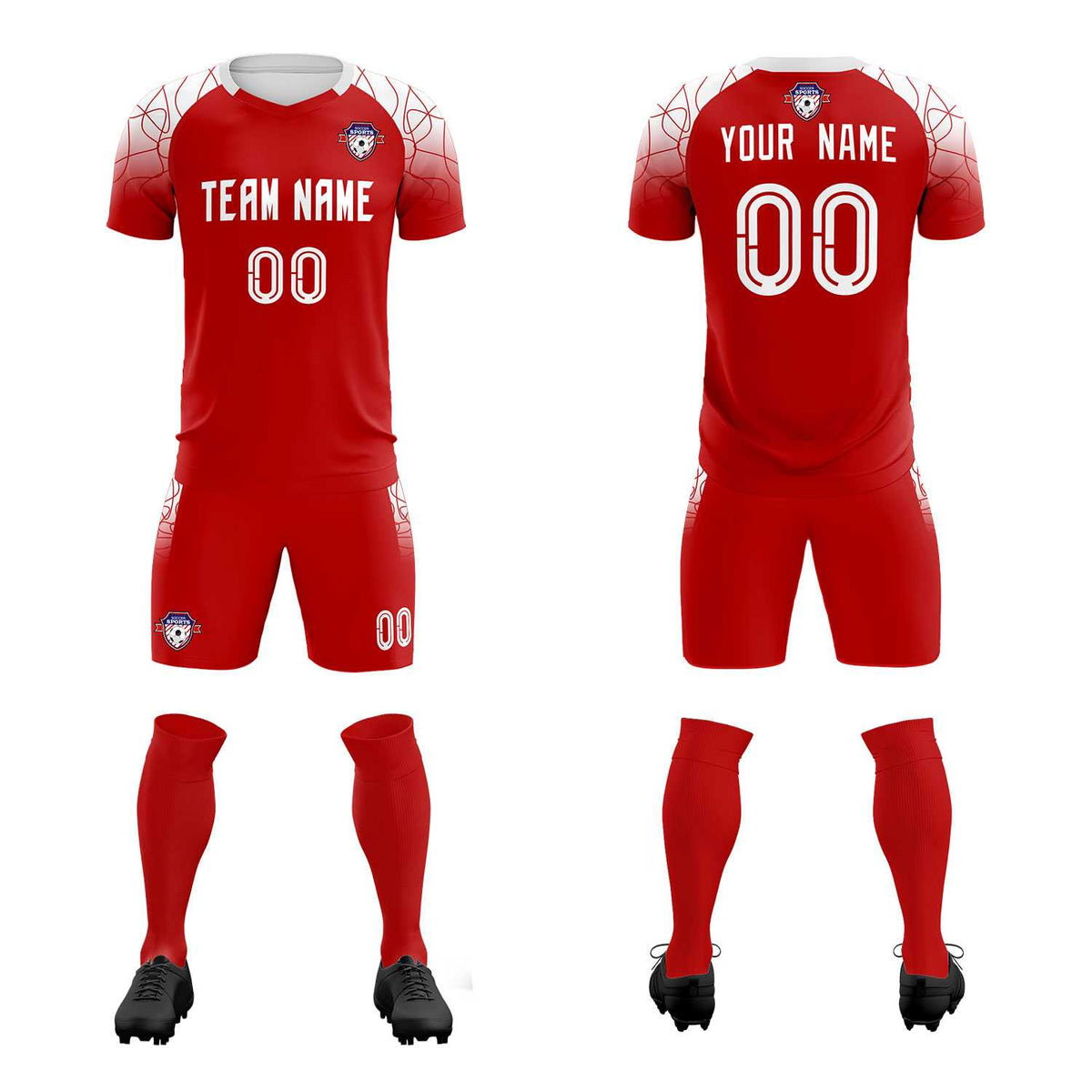 Custom Red Classic Soccer Training Sets Jersey For Adults/Kids