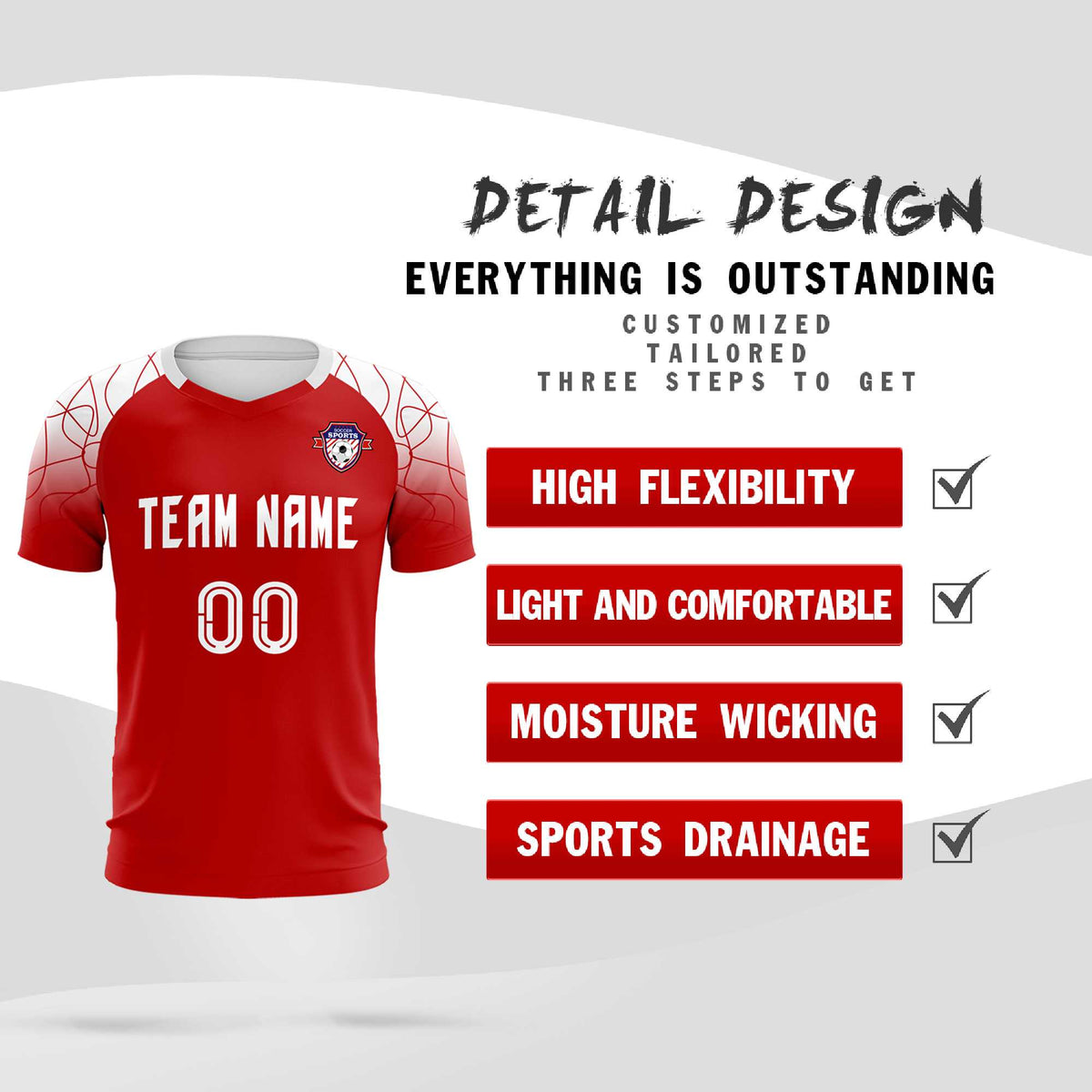 Custom Red Classic Soccer Training Sets Jersey For Adults/Kids