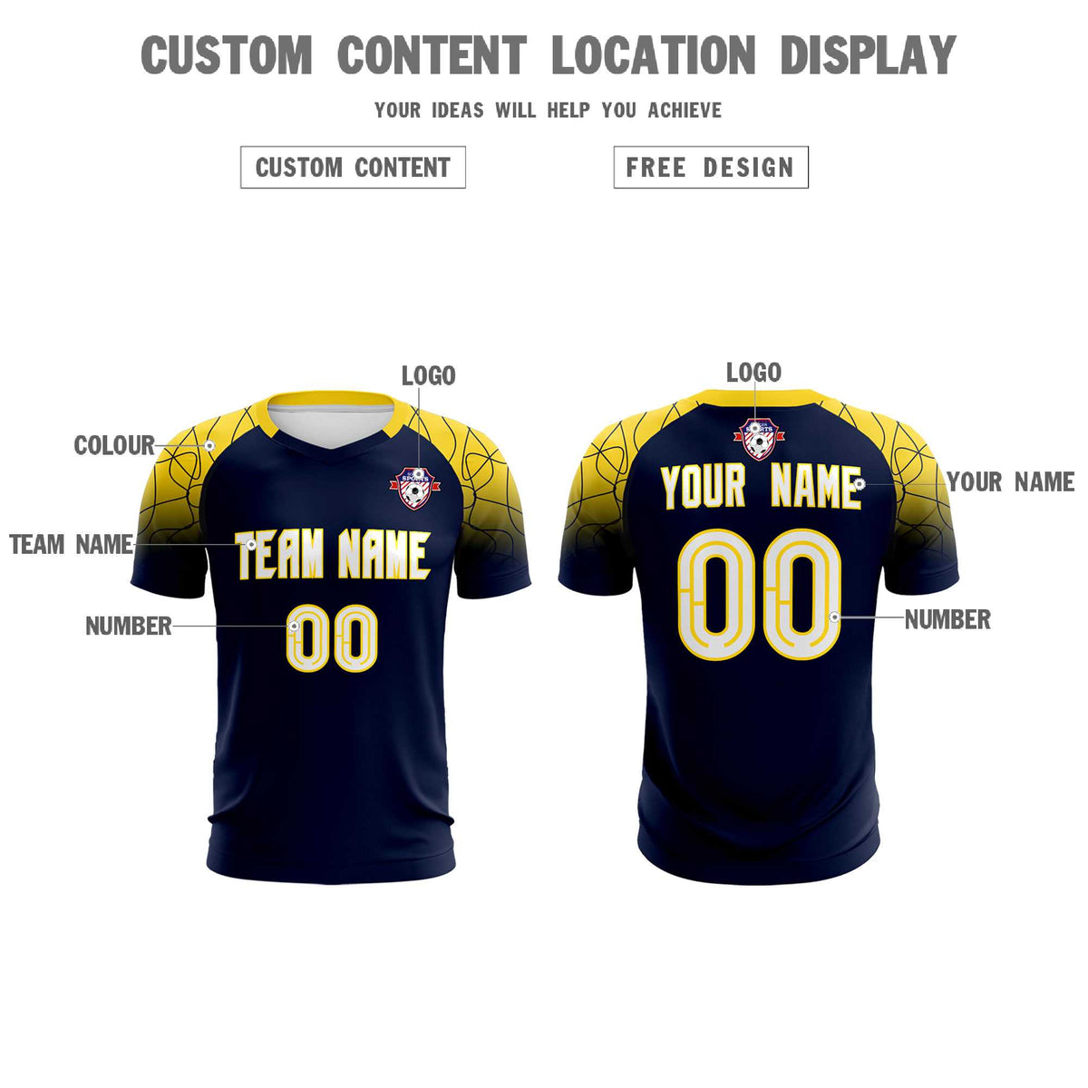 Custom Navy Classic Soccer Training Kit Jersey For Adults/Kids