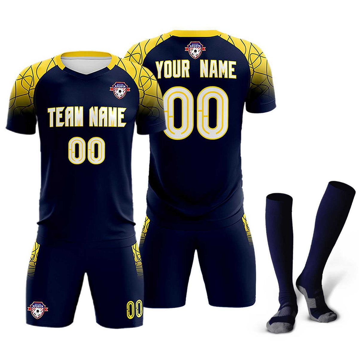 Custom Navy Classic Soccer Training Kit Jersey For Adults/Kids