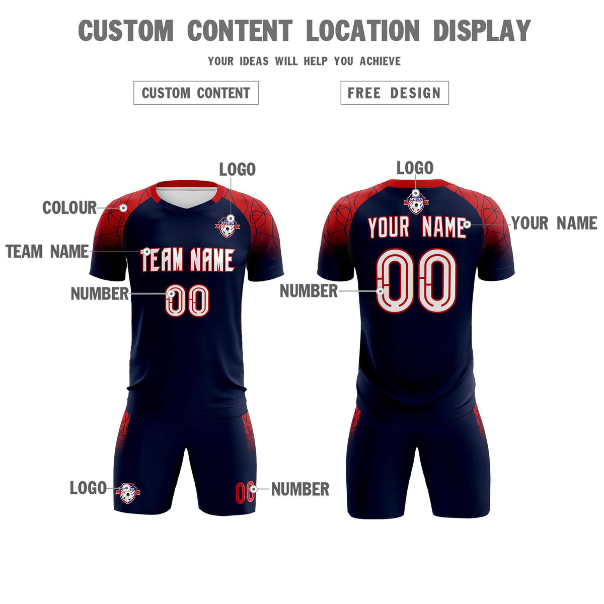 Custom Navy Classic Soccer Training Kit Jersey For Adults/Kids