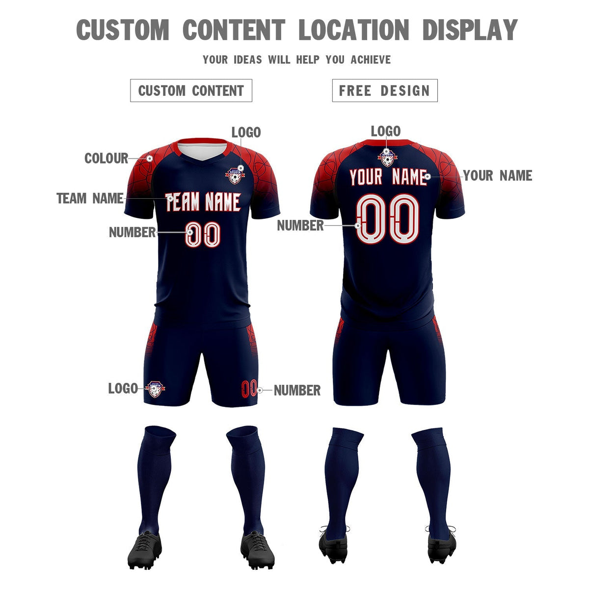 Custom Navy Classic Soccer Training Sets Jersey For Adults/Kids