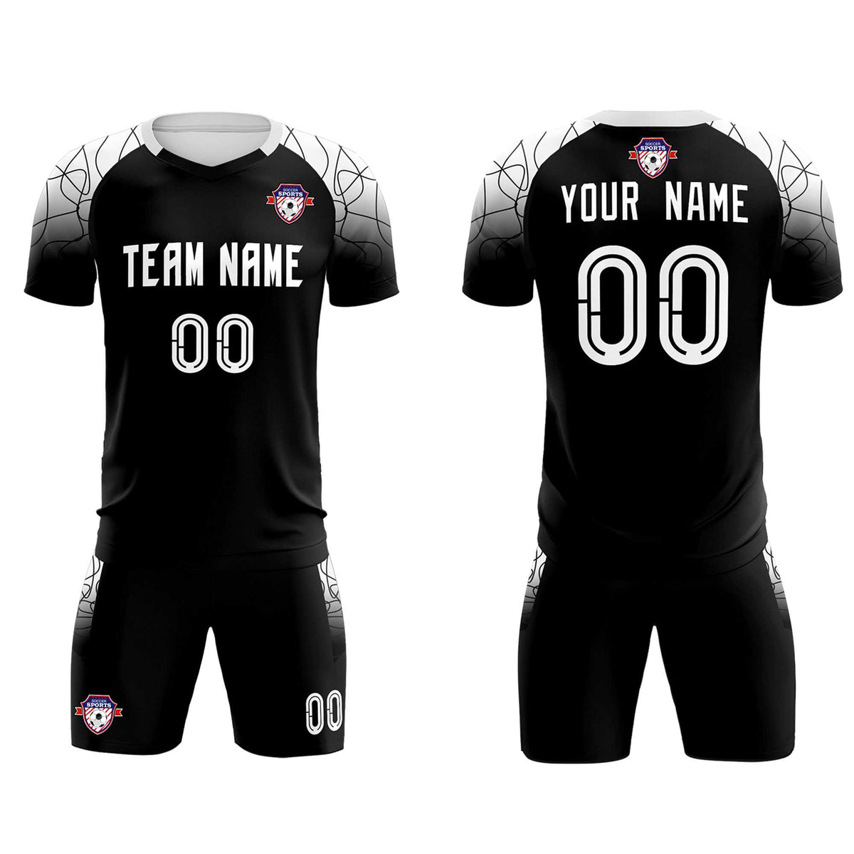 Custom Black Classic Soccer Training Kit Jersey For Adults/Kids