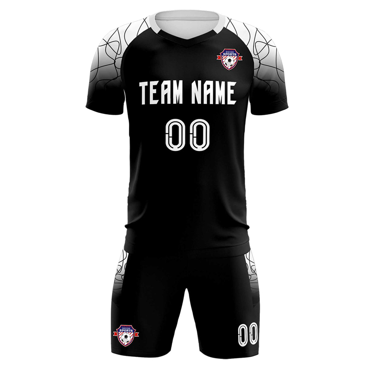 Custom Black Classic Soccer Training Kit Jersey For Adults/Kids