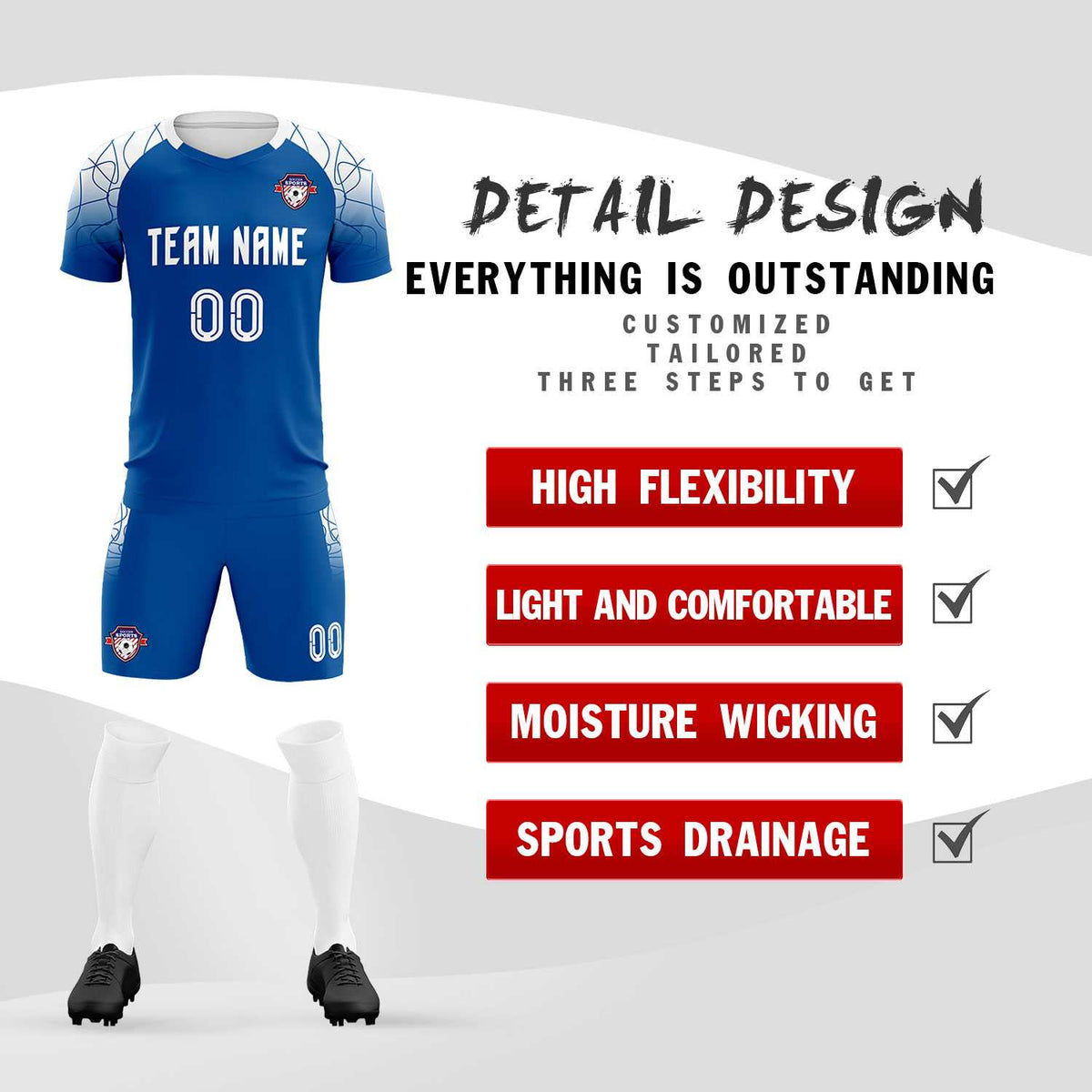 Custom Navy Classic Soccer Training Kit Jersey For Adults/Kids