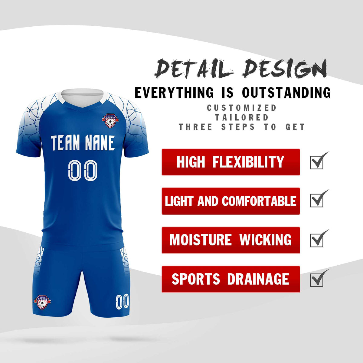 Custom Navy Classic Soccer Training Kit Jersey For Adults/Kids