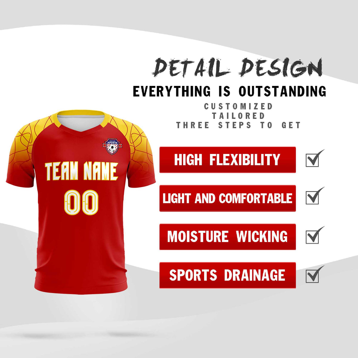 Custom Red Classic Soccer Training Sets Jersey For Adults/Kids