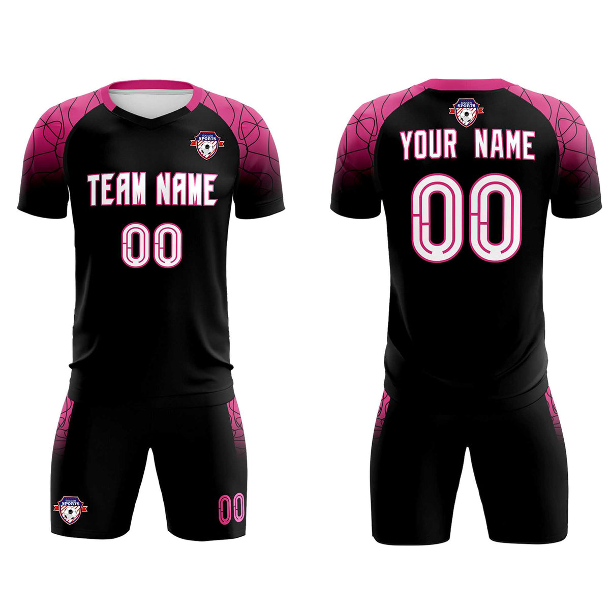 Custom Black Classic Soccer Training Kit Jersey For Adults/Kids
