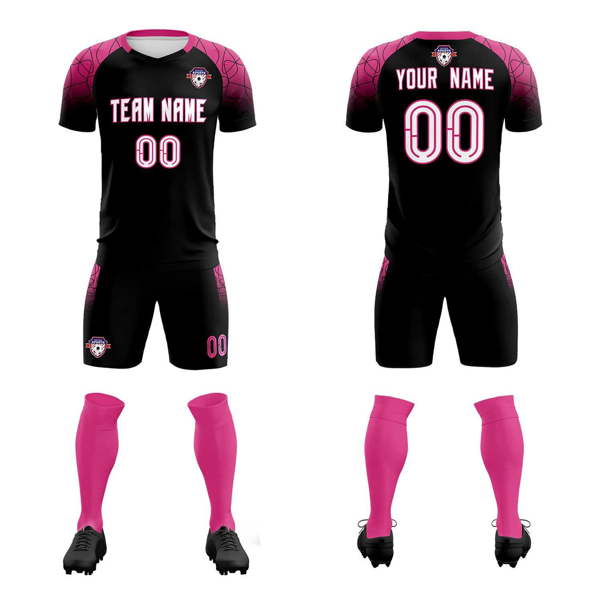 Custom Black Classic Soccer Training Kit Jersey For Adults/Kids