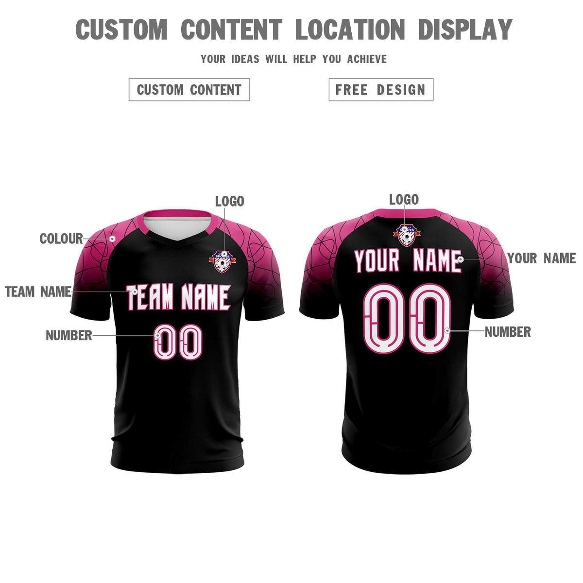Custom Black Classic Soccer Training Kit Jersey For Adults/Kids
