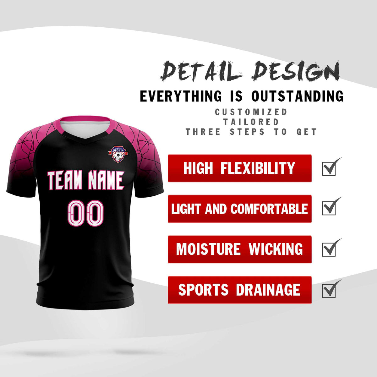 Custom Black Classic Soccer Training Kit Jersey For Adults/Kids