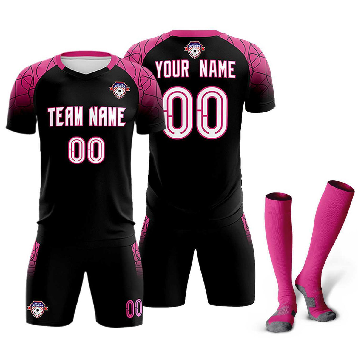 Custom Black Classic Soccer Training Kit Jersey For Adults/Kids