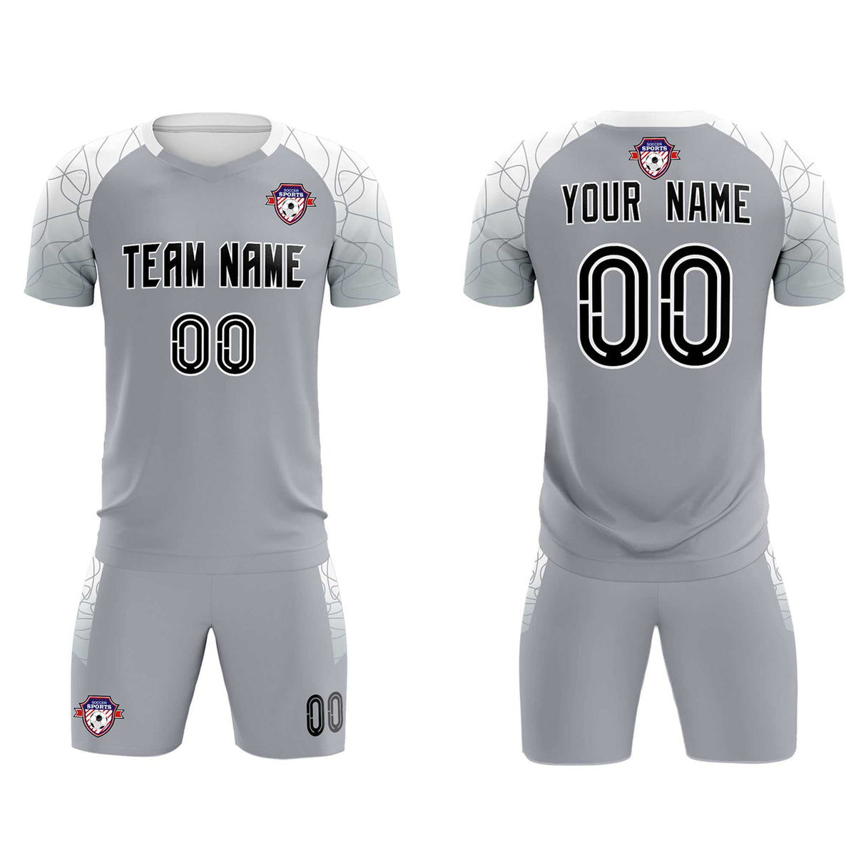 Custom Silver Classic Soccer Training Sets Jersey For Adults/Kids