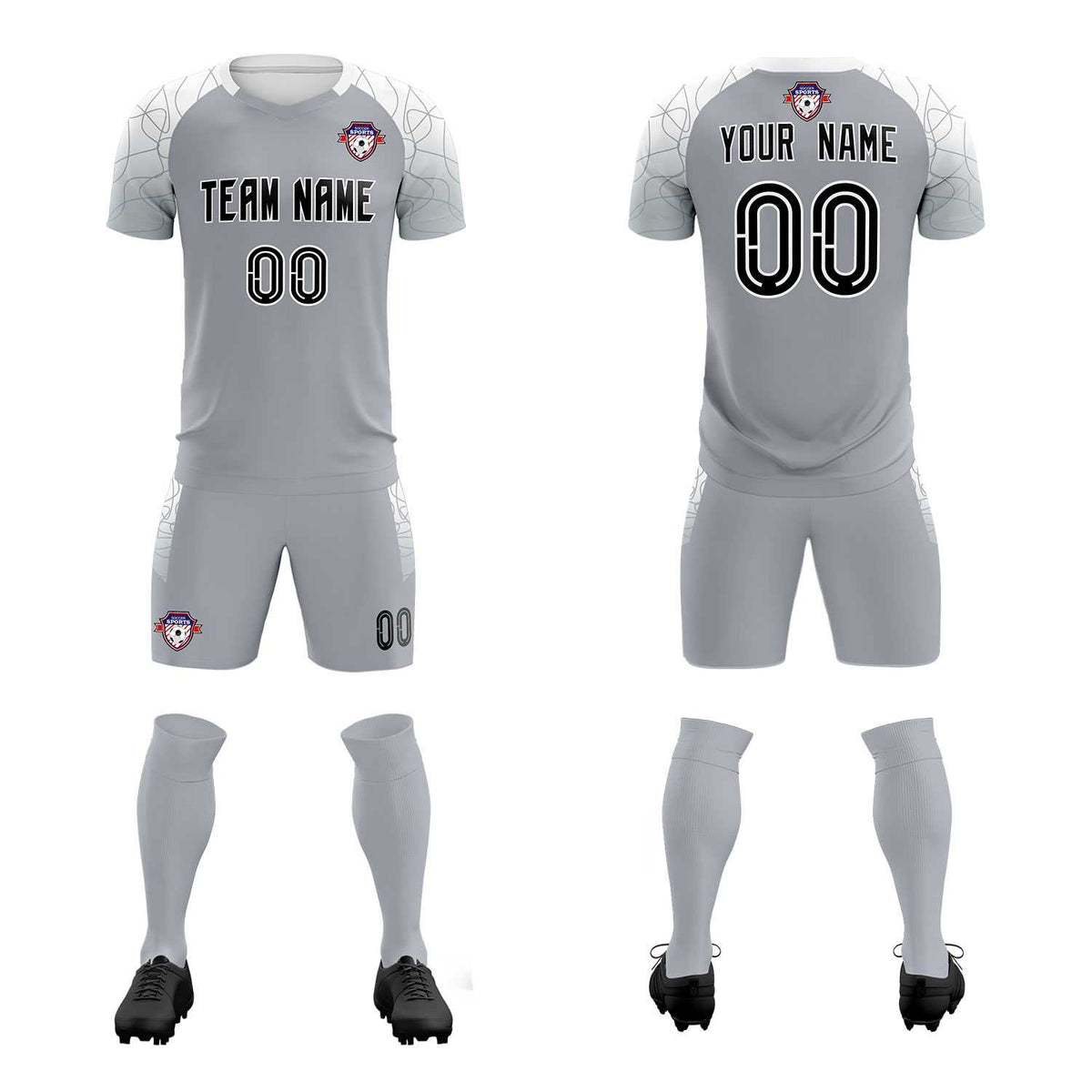 Custom Silver Classic Soccer Training Sets Jersey For Adults/Kids