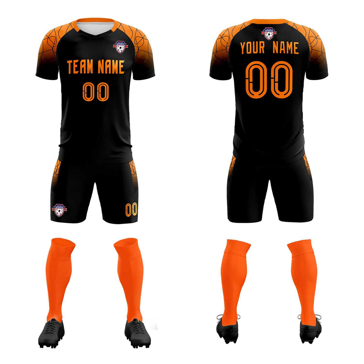 Custom Black Classic Soccer Training Kit Jersey For Adults/Kids