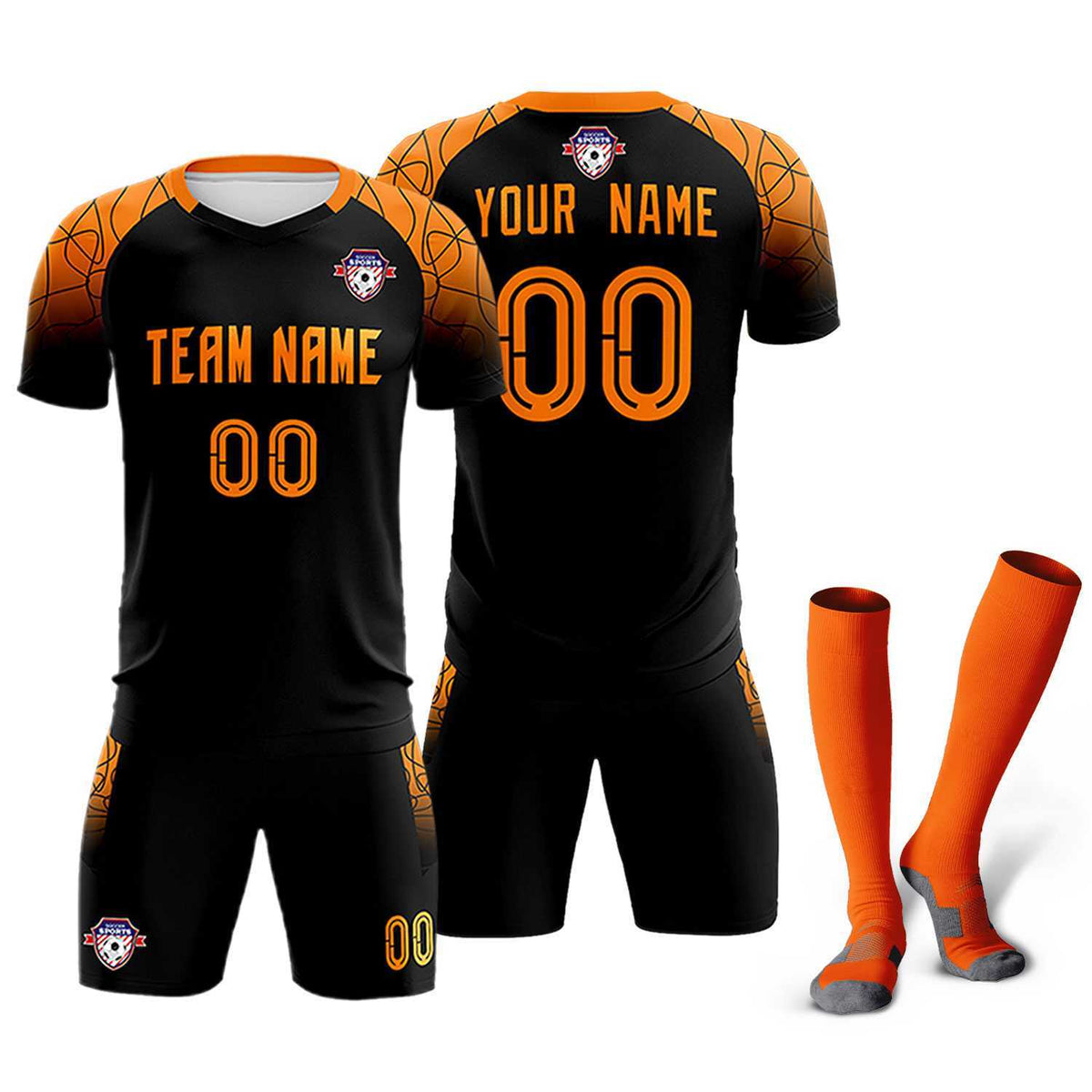 Custom Black Classic Soccer Training Kit Jersey For Adults/Kids