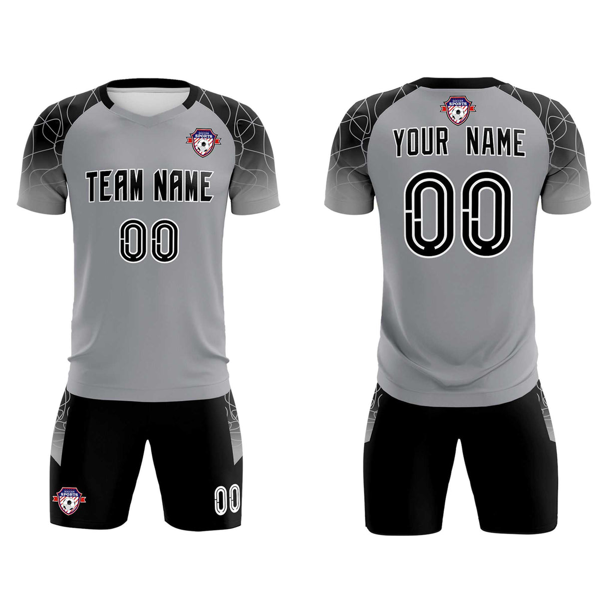 Custom Silver Classic Soccer Training Sets Jersey For Adults/Kids