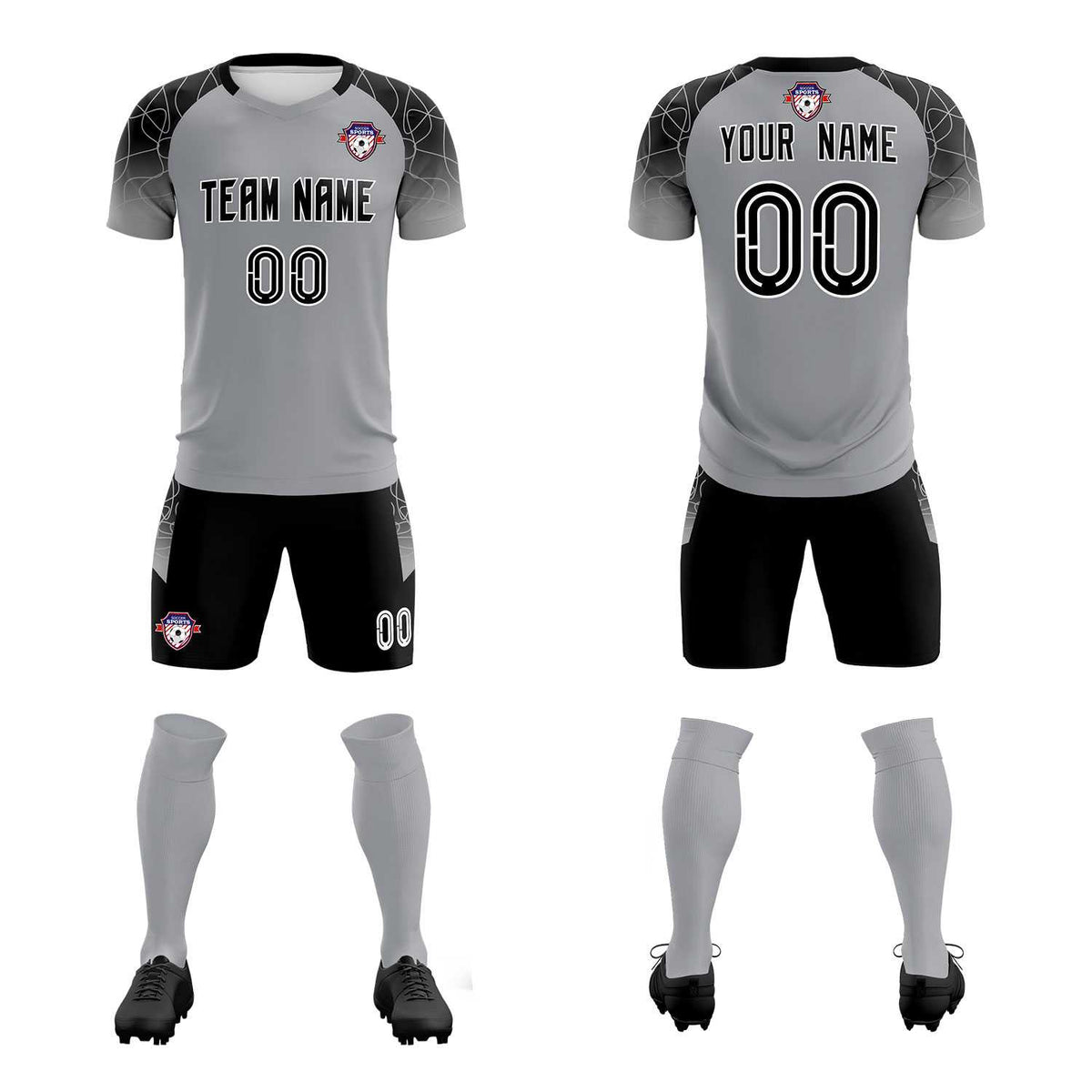 Custom Silver Classic Soccer Training Sets Jersey For Adults/Kids