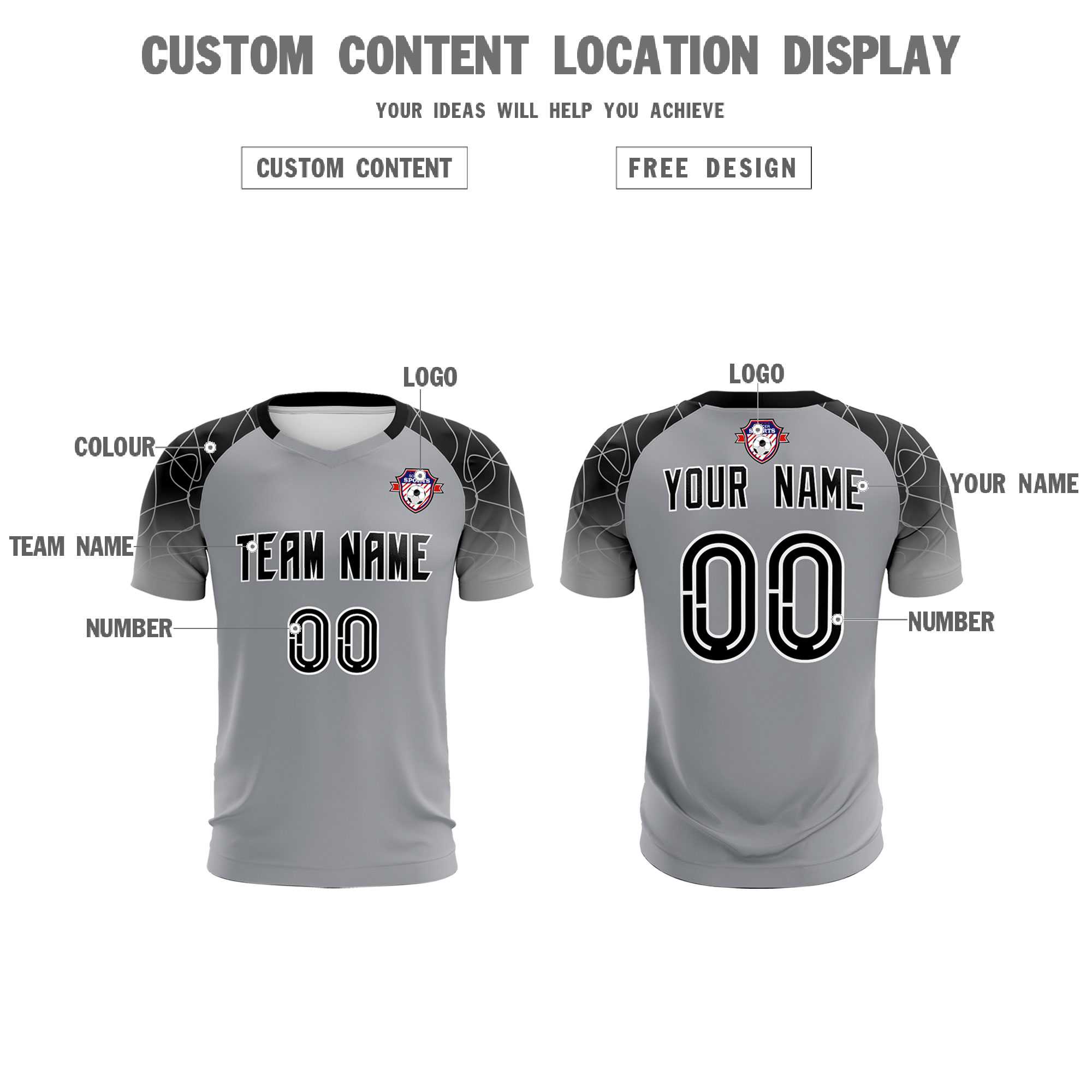 Custom Silver Classic Soccer Training Sets Jersey For Adults/Kids