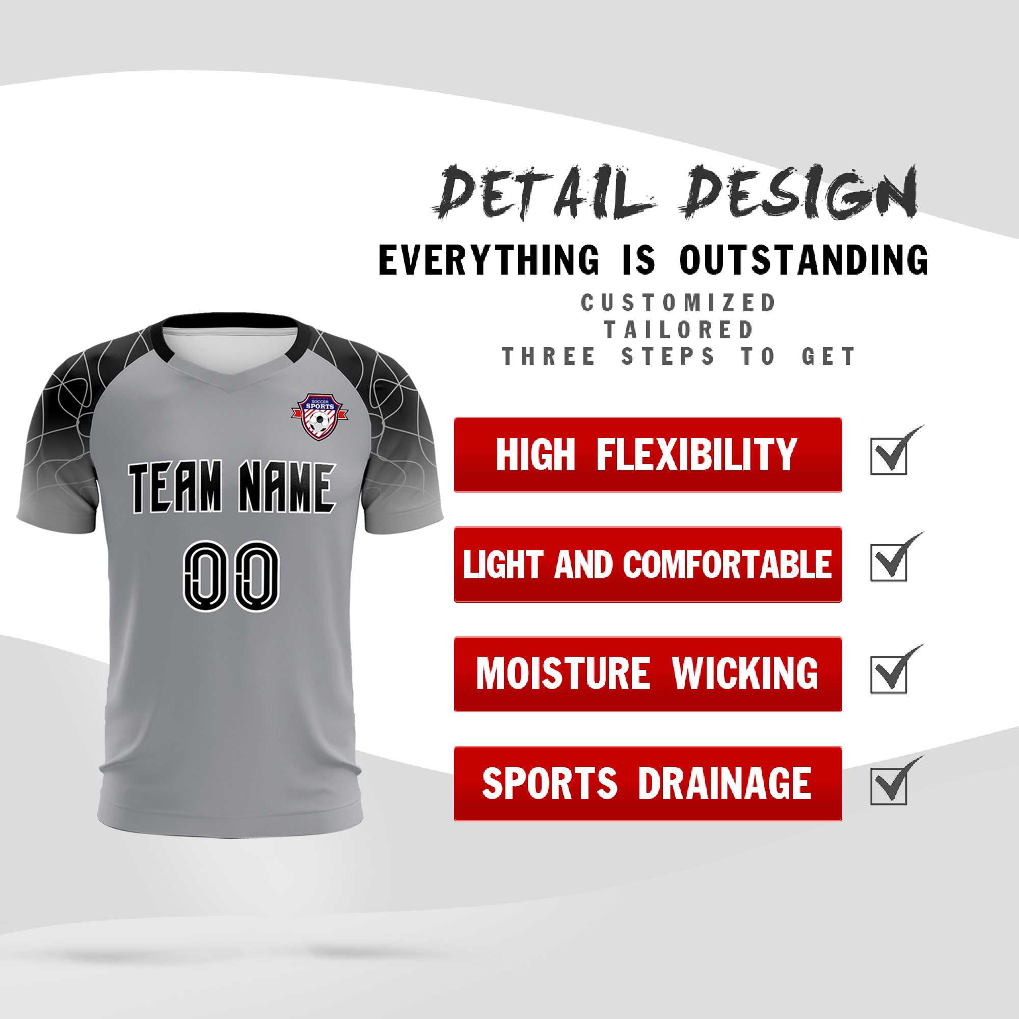 Custom Silver Classic Soccer Training Sets Jersey For Adults/Kids
