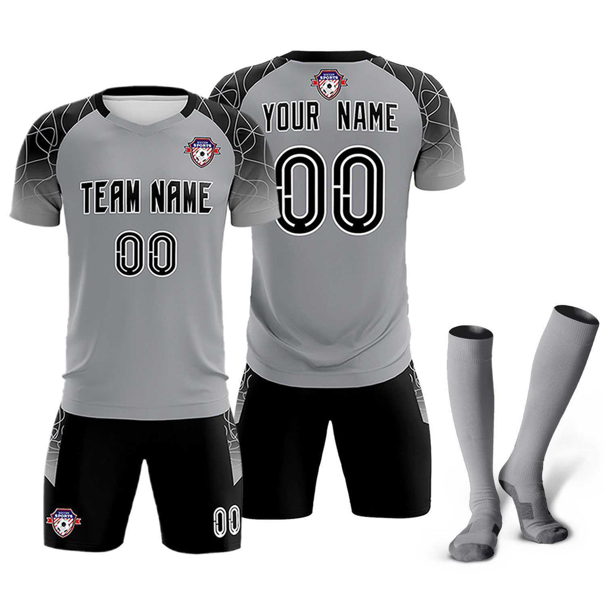 Custom Silver Classic Soccer Training Sets Jersey For Adults/Kids