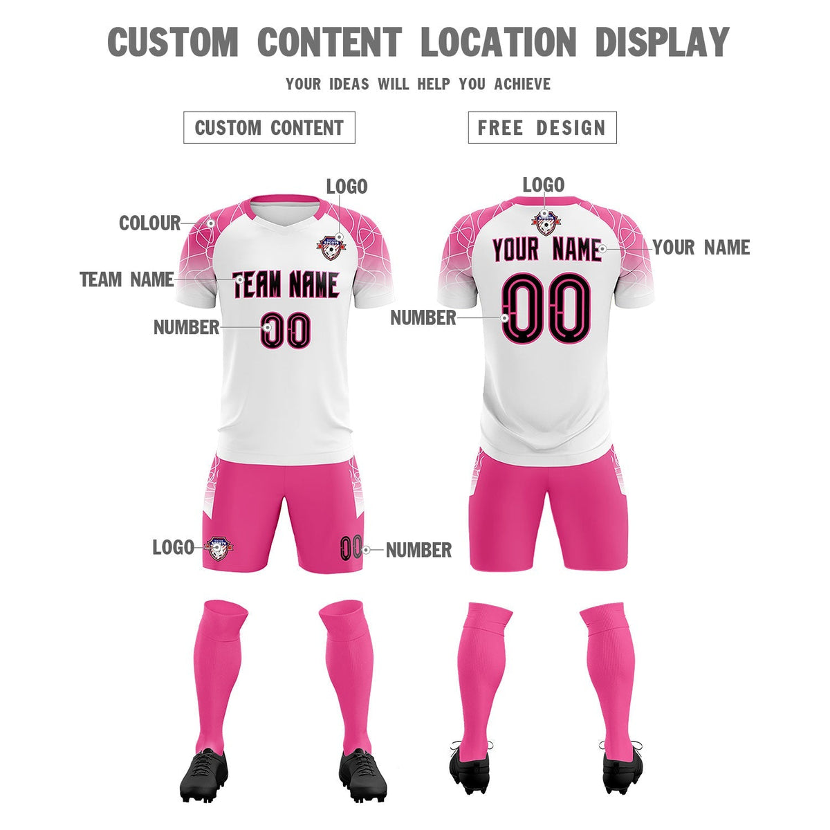 Custom White Classic Soccer Training Sets Jersey For Adults/Kids