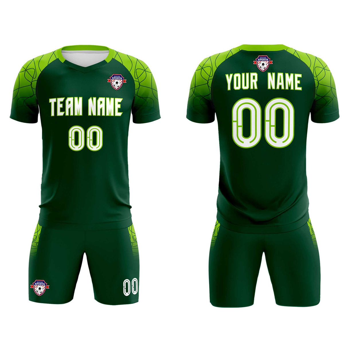 Custom Green Classic Soccer Training Kit Jersey For Adults/Kids