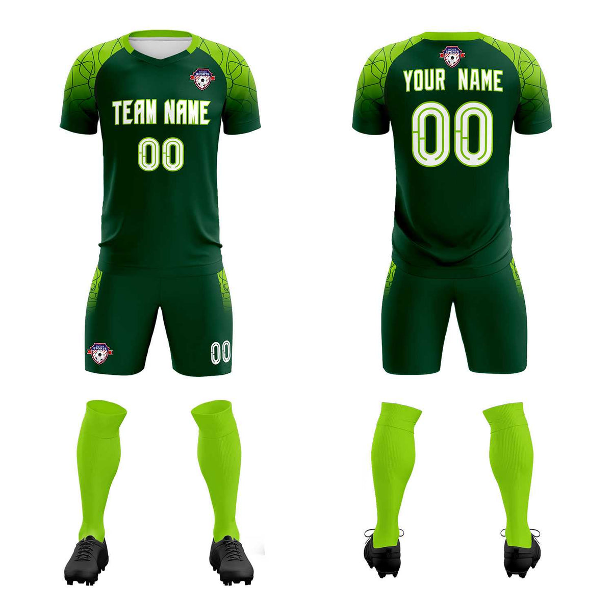 Custom Green Classic Soccer Training Kit Jersey For Adults/Kids
