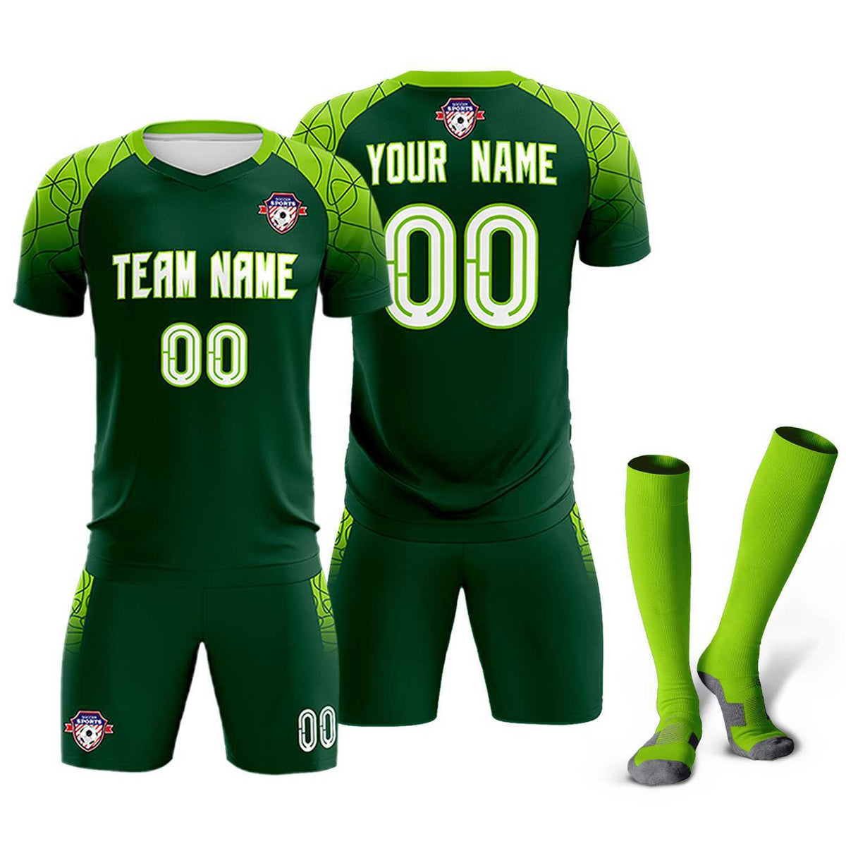 Custom Green Classic Soccer Training Kit Jersey For Adults/Kids