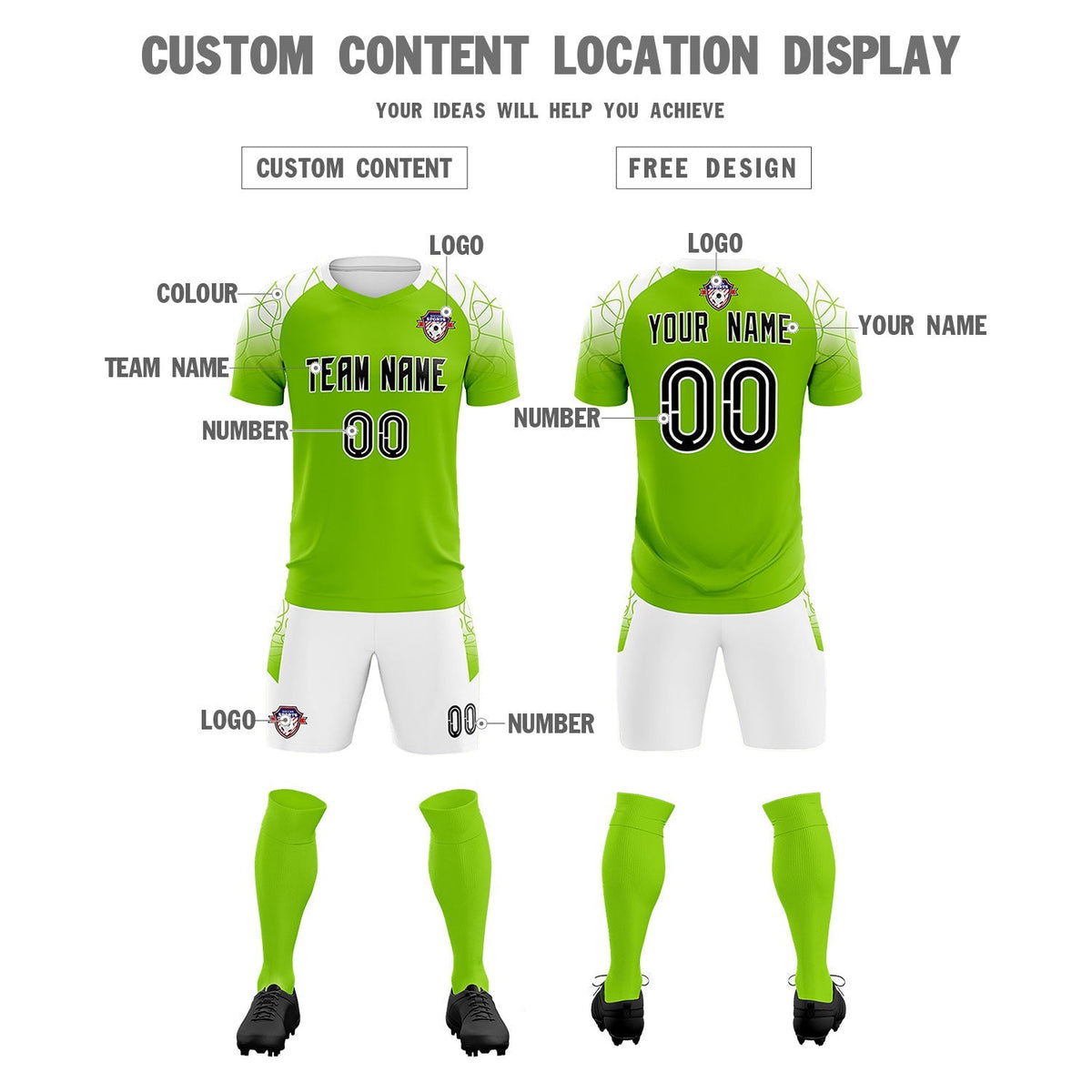 Custom Green Classic Soccer Training Kit Jersey For Adults/Kids