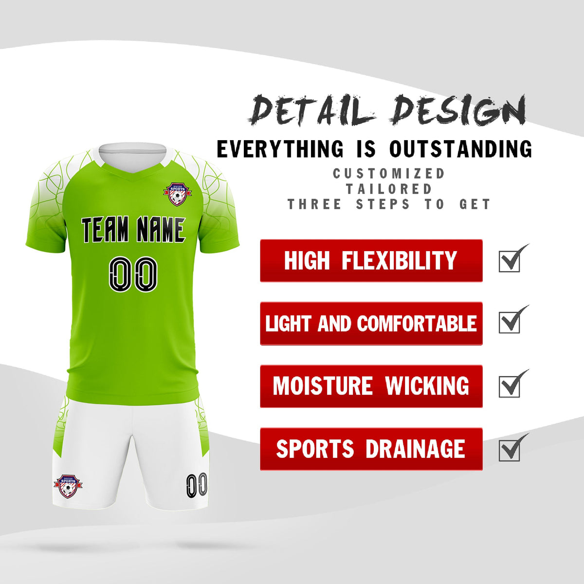 Custom Green Classic Soccer Training Kit Jersey For Adults/Kids