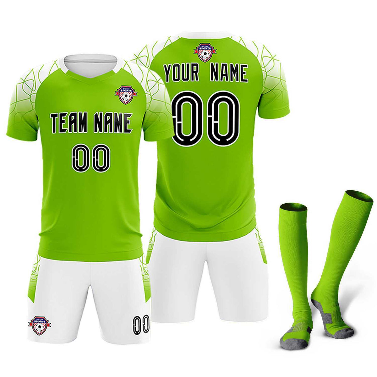 Custom Green Classic Soccer Training Kit Jersey For Adults/Kids