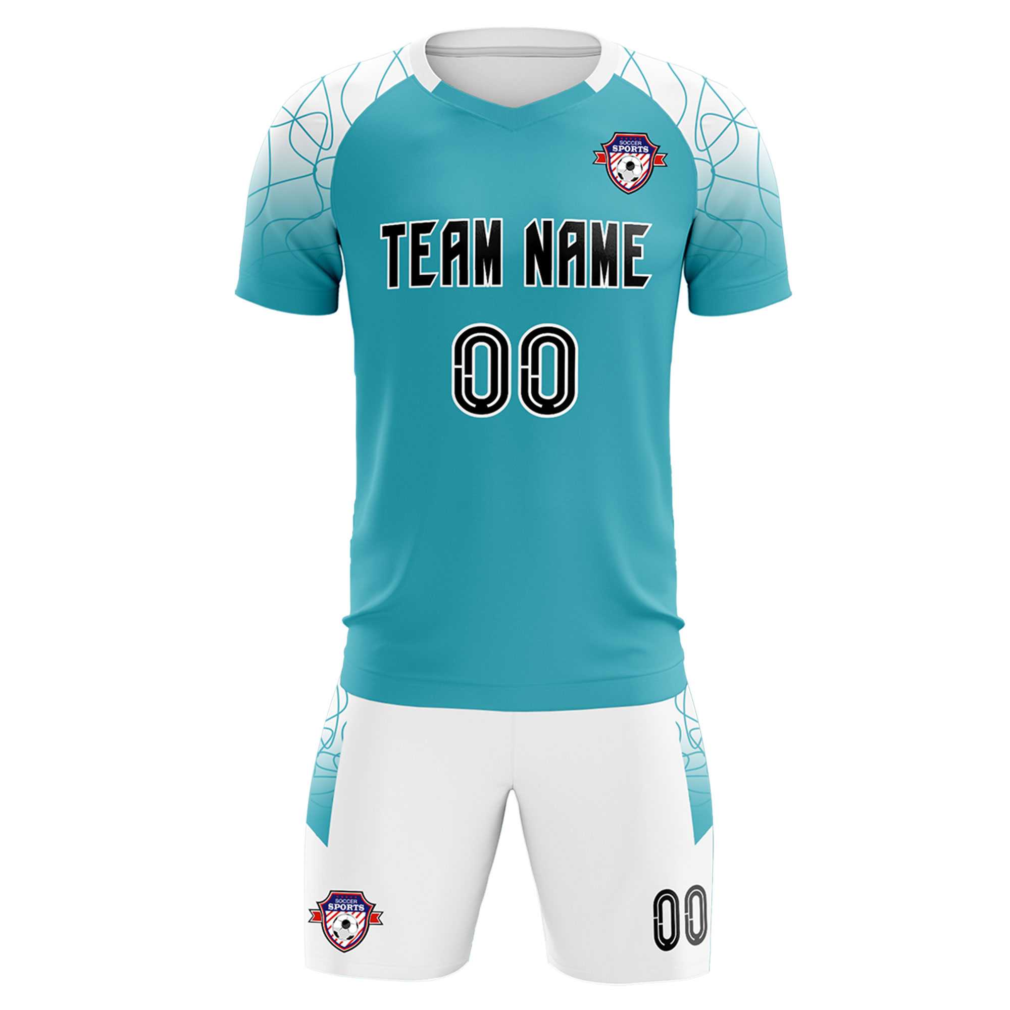 Custom Aqua Classic Soccer Training Sets Jersey For Adults/Kids