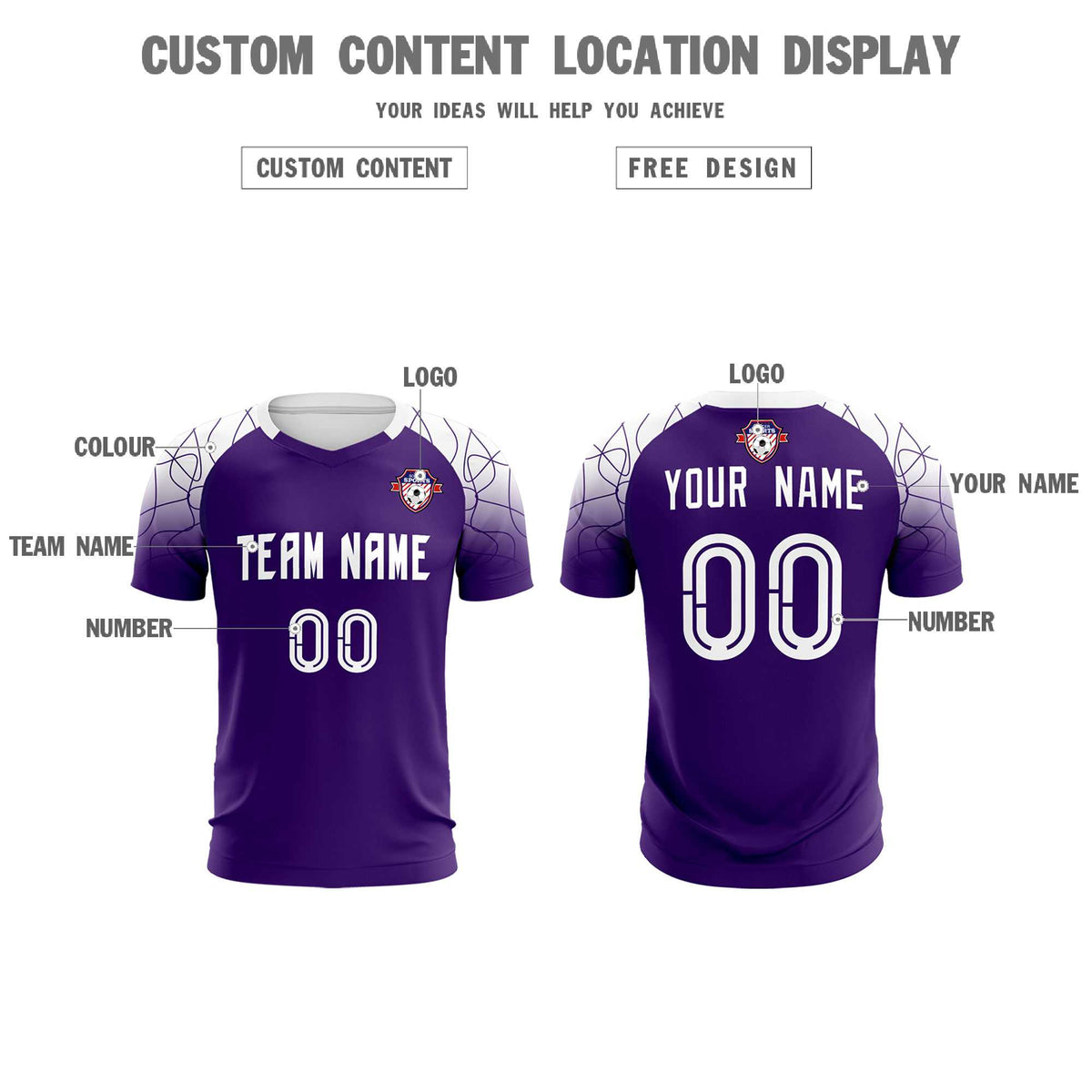 Custom Purple Classic Soccer Training Kit Jersey For Adults/Kids