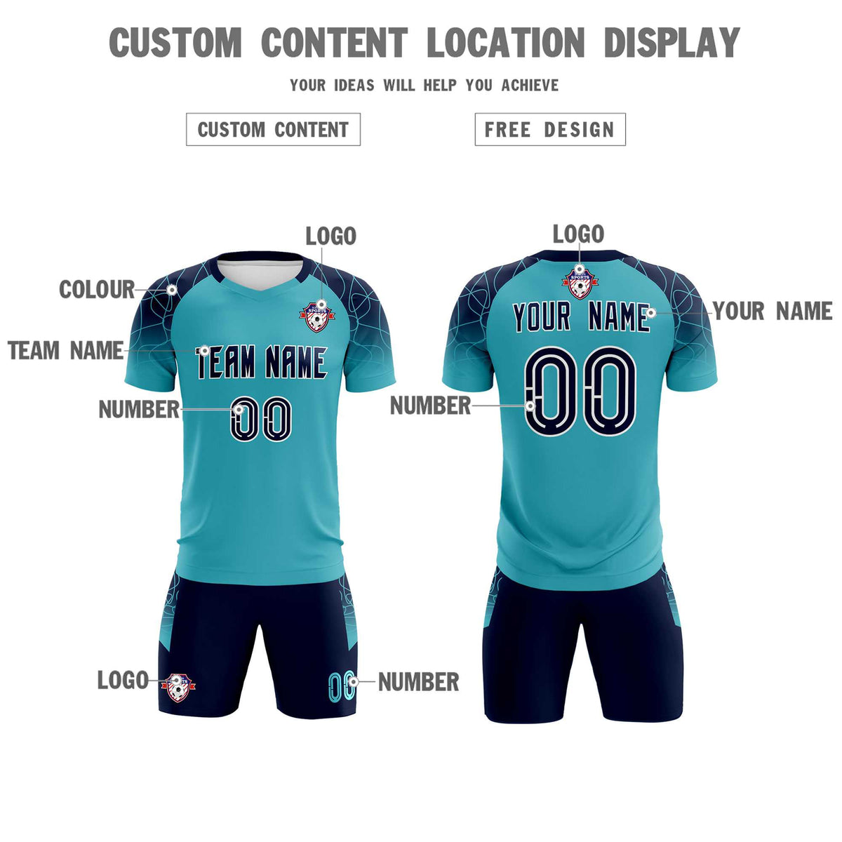 Custom Sky Blue Classic Soccer Training Sets Jersey For Adults/Kids