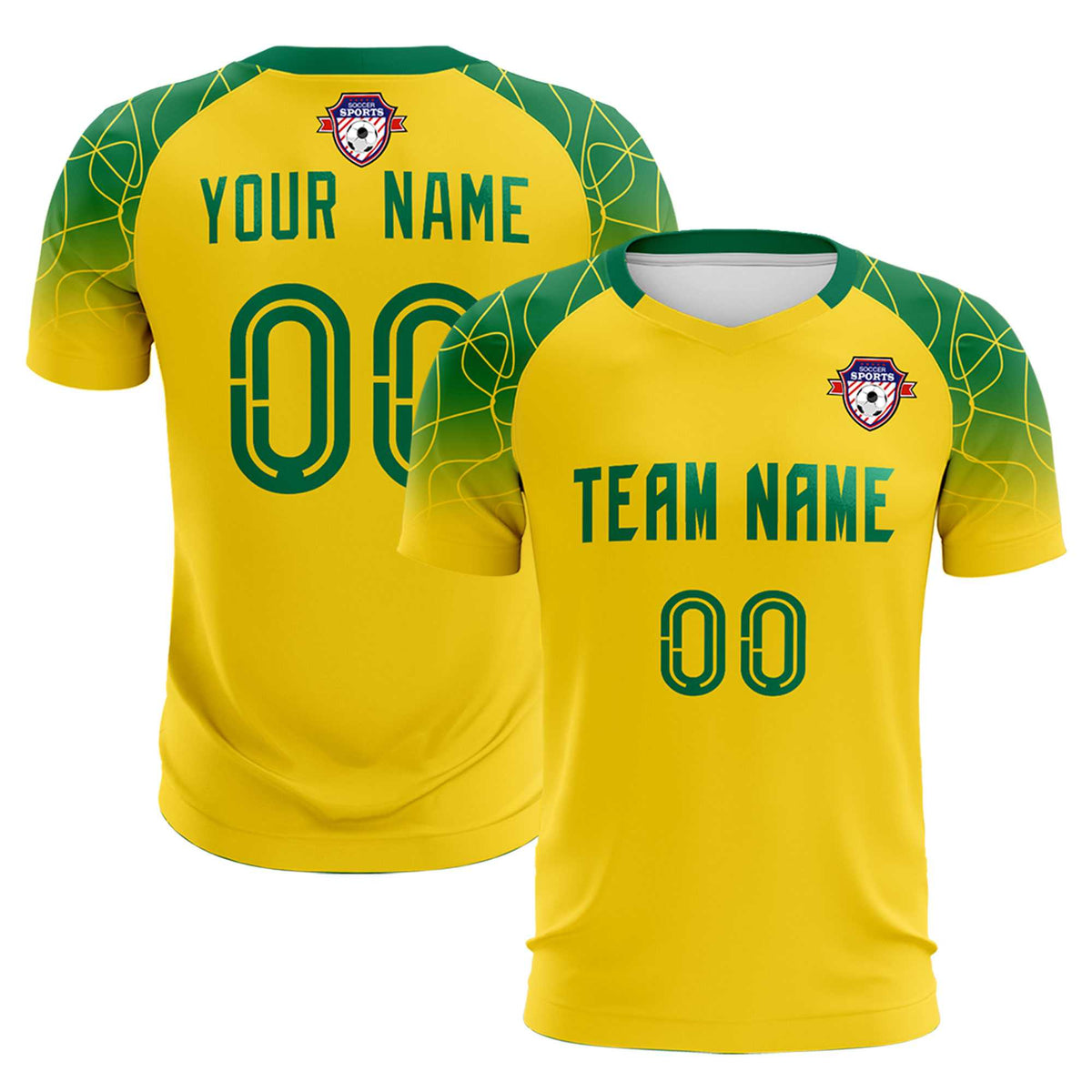 Custom Gold Classic Soccer Training Kit Jersey For Adults/Kids