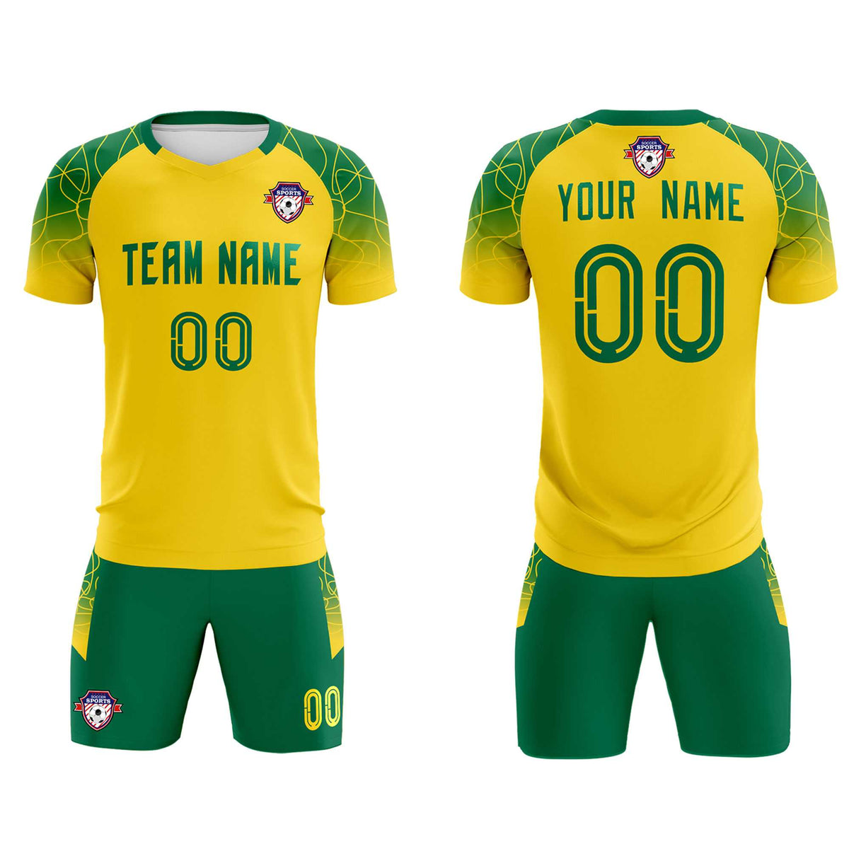 Custom Gold Classic Soccer Training Kit Jersey For Adults/Kids