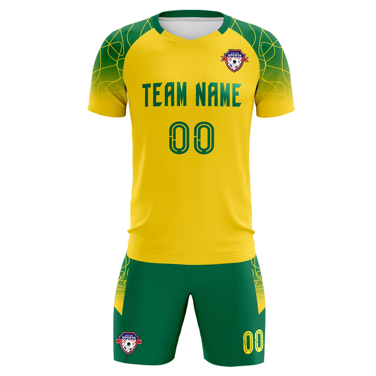 Custom Gold Classic Soccer Training Kit Jersey For Adults/Kids