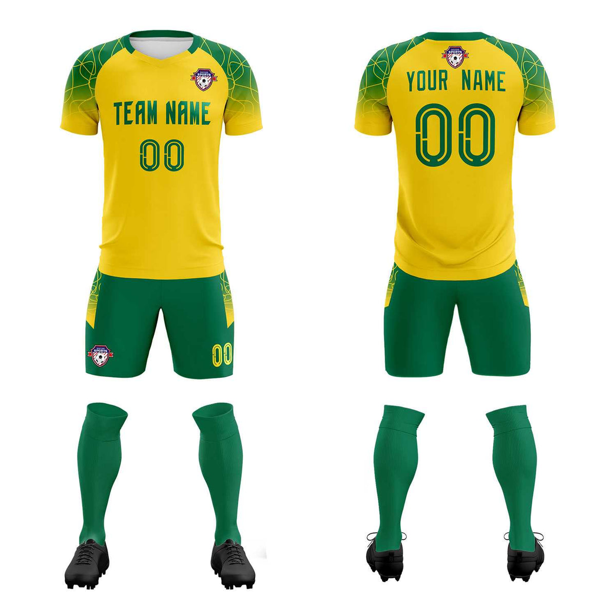 Custom Gold Classic Soccer Training Kit Jersey For Adults/Kids