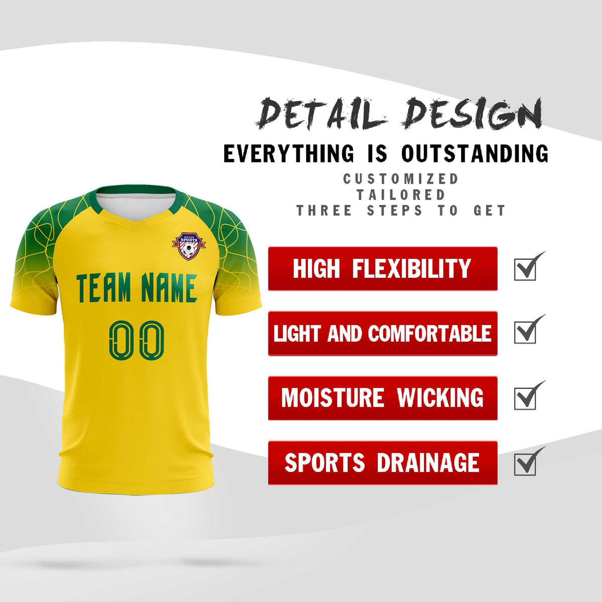 Custom Gold Classic Soccer Training Kit Jersey For Adults/Kids