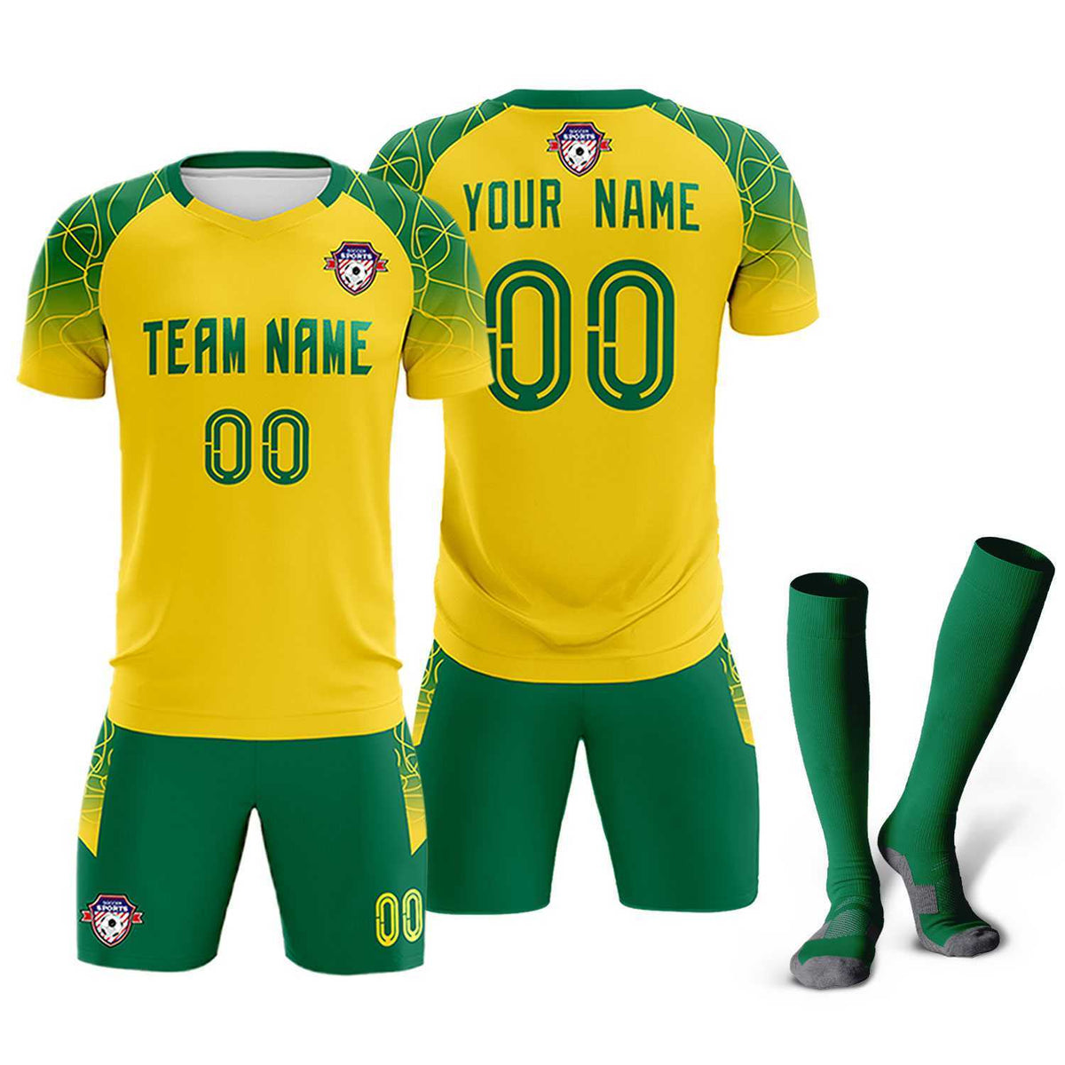 Custom Gold Classic Soccer Training Kit Jersey For Adults/Kids