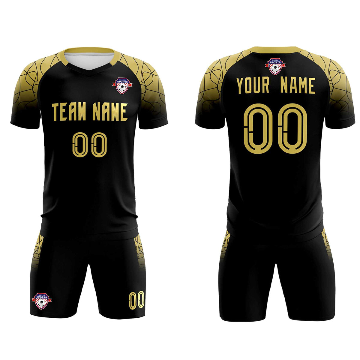 Custom Black Classic Soccer Training Kit Jersey For Adults/Kids